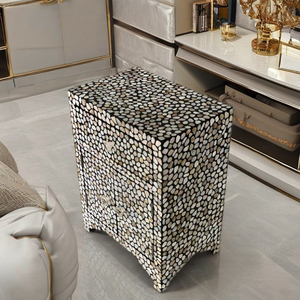 Mueble de Salón Moderno de Madera Maciza con Incrustaciones de Hueso, con 3 Cajones y Puertas, Artesanía de la India, Muebles de Salón - Product Image 5