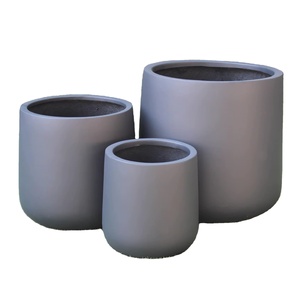 FRP Square Planter Set Modern Grey Matte Finish Lightweight Durable Fiberglass Pots for Garden Indoor Outdoor Home Office Decor - Product Image 1