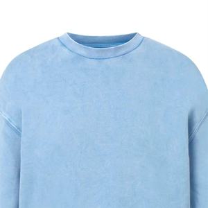 Sweat-shirt homme slim fit col rond bleu clair uni, pull tissé avec logo frontal, décontracté, pour l'automne, 100% polyester - Product Image 2
