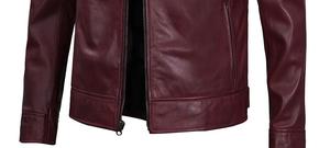 Veste en cuir pour homme, style motard, col montant, fermeture éclair, coupe ajustée, pour l'automne - Product Image 4