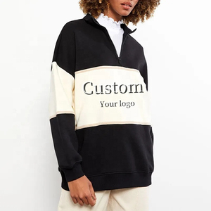 เสื้อสเวตเชิ้ตผู้หญิงดีไซน์ใหม่สำหรับฤดูใบไม้ร่วงและฤดูหนาว แบบถักลายบล็อกสี ซิปครึ่งตัว สไตล์วินเทจ พิมพ์ลายตัวอักษร เสื้อลำลอง - Product Image 3