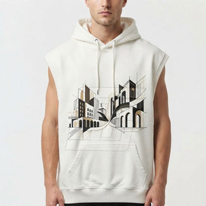Oversized Men <b>Sleeveless</b> <b>Hoodies</b> Cotton Hooded Pullover Casual Gym Workout Athletic Streetwear Clothing Breathable Performance - Product Image 3