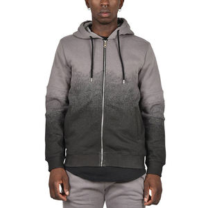 Mens Grey Gradient Full <b>Zip</b> Hoodie Casual Hooded Sweatshirt <b>Zip</b> <b>Up</b> <b>Jacket</b> Cotton Blend Streetwear - Product Image 1