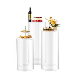 Supporto per Fiori da Matrimonio, Set da 3 Pezzi, 60/75/90 cm, Cilindro con Base e Coperchio in Acrilico Trasparente, Espositore da Tavolo - Product Image 1