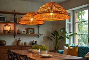 Handcrafted Bamboo Lampshade Retro Style Pendant <b>Ceiling</b> Shade Cone Round Shape Brown Large LA017B OEM Supplier Vietnam - Product Image 4