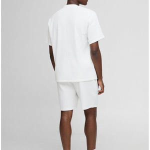 Conjunto de camiseta y pantalones cortos acanalados blancos personalizados para hombre, OEM, talla grande, ropa informal de verano, dos piezas, venta al por mayor - Product Image 2