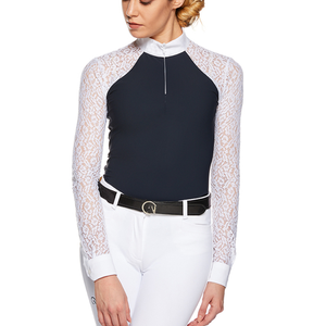 Chemise d'équitation de luxe moderne haut de gamme pour femme, légère, décontractée, unie, avec logo brodé, fermeture éclair, séchage rapide, extensible - Product Image 2