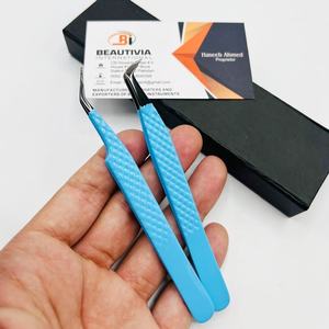 แหนบขนตาแบบด้ามจับเพชรแบบมืออาชีพทำจากสแตนเลสพร้อมปลายไฟเบอร์สำหรับการต่อขนตา - Product Image 2