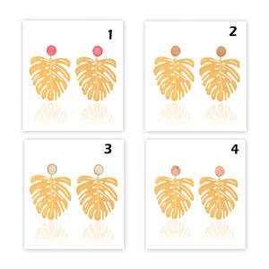 Latest Fashion Gold Plated Designer Leaf With pink Sugar Druzy Hanging Push <b>Back</b> Stud <b>Earrings</b> Plain Metal Leaf Dangle <b>Earrings</b> - Product Image 2