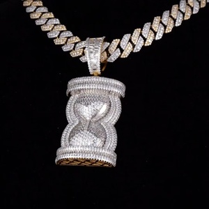 Luxury 925 Silver Vintage Charm Hourglass Pendant with Round Brilliant <b>Cut</b> <b>Stones</b> <b>for</b> Unisex Everyday Wear - Product Image 2