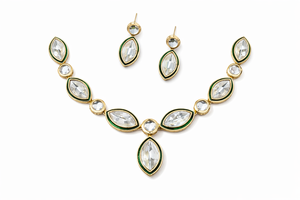 ชุดสร้อยคอพร้อมต่างหูแฟชั่นสำหรับผู้หญิง ดีไซน์เก๋ ทำจากทองเหลืองผสม งานแฮนด์เมด รูปทรงเรขาคณิต สไตล์ชาติพันธุ์ เหมาะสำหรับงานแต่งงาน งานหมั้น หรือเป็นของขวัญ - Product Image 5