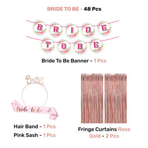 Kit de Decoración Premium para Futuro Novio |   48 Globos de Corazón en Color Oro Rosa y Blanco |   Cinta para el pelo con diseño de banderín/cortina - Product Image 3