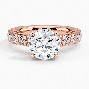 Anillo de compromiso de moissanita de media cobertura Ellora de Bhatiya Gems Jewels, chapado en oro de 14K sobre plata 925, corte brillante redondo con engaste de puntas. - Product Image 3