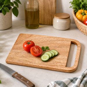 Planche à découper en bois avec poignée |   Planche à découper et à servir multifonctionnelle |   Planche de cuisine rectangulaire en bois - Product Image 6