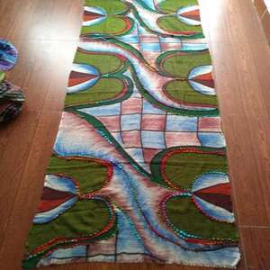 Écharpe en laine mérinos de qualité supérieure, imprimée à la main, légère, douce, respirante, extensible dans quatre directions, coupe-vent, châle toutes saisons pour femmes - Product Image 4