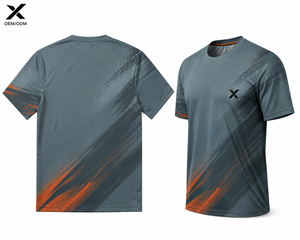 T-shirt de sport à séchage rapide pour homme X Sports City, manches courtes, imprimé géométrique, col rond, vêtements de sport, coupe régulière, été X - Product Image 2