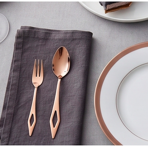 Modern Rose <b>Gold</b> Flatware Set With Mirror Polish Spoon Fork Knife Dishwasher Safe Wedding Dining <b>Utensils</b> - Product Image 3