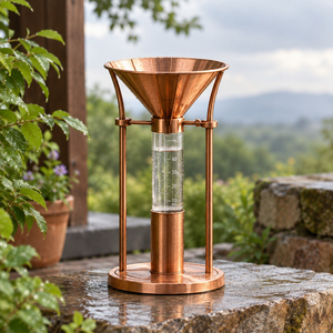 Pluviomètre de précision en cuivre 125 mm Diamètre d'ouverture 5 pouces |   Instrument de mesure des précipitations pour la surveillance météorologique et l'utilisation sur le terrain - Product Image 4