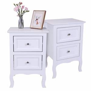 2pcs Large Size <b>White</b> Country Style Two-Tier <b>Nightstands</b> - Product Image 6