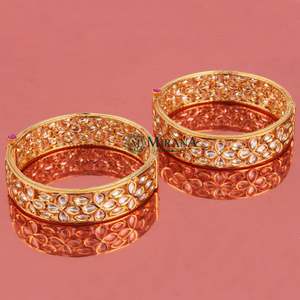 Trendy Copper Alloy Kundan Bangles for Wedding-Vintage Fashion Bracelet - Product Image 4