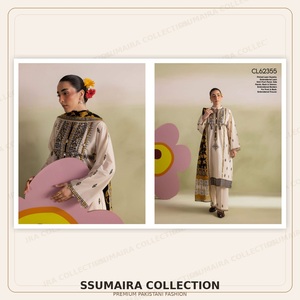 Conjunto de Kurta de Algodón Bordado Tradicional para Mujer, Corte Holgado, Largo hasta el Suelo, Estilo Casual de India y Pakistán, por Gul Ahmed - Product Image 2