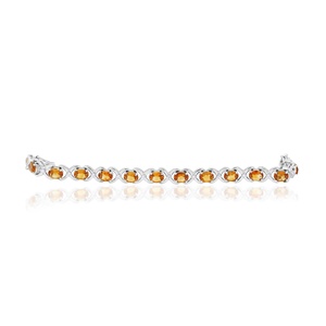 Wholesale 925 Sterling <b>Silver</b> Natural Oval Citrine Cubic Zirconia Criss Cross Link <b>Bracelet</b> Memoria Jewels - Product Image 4