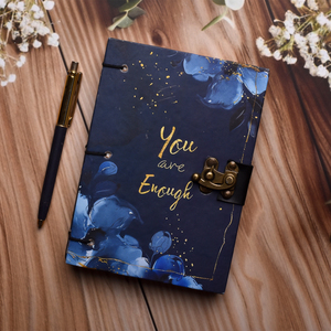 A5 Elegant Blue Floral Quote Design Handmade Paper <b>Notebook</b> Lock <b>Diary</b> | 200 Pages Double Side Writing Eco Friendly Journal Gift - Product Image 5