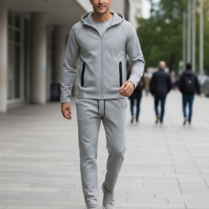 Custom Logo Men <b>Zip</b> <b>Up</b> Hoodie Tracksuit Set Cotton Sweat Suit OEM ODM Unisex Jogger Set Wholesale Sportswear Manufacturer - Product Image 6