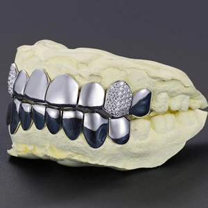 Grillz hip-hop personnalisés, dents serties de moissanite, argent 925 plaqué or, bijoux de corps de luxe, cadeau - Product Image 5