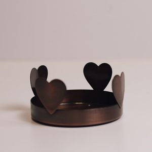 Modern Polished Black Metal Heat Resistant Heart Tea Light Holder for 16 Oz. and 24 Oz. <b>Candles</b>-Christmas & Birthday Home Decor - Product Image 1