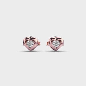 IGI Certified Lab Grown Diamond Heart Shape Stud <b>Earrings</b> 14K Yellow / White / Rose Gold Minimalist Heart Diamond <b>Earrings</b> - Product Image 1