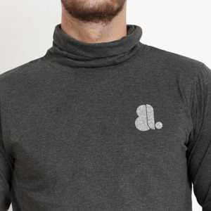Pull en tricot à col rond pour homme, manches longues, couleur unie, décontracté, 100% coton, 220g, gris, séchage rapide, respirant, uni - Product Image 2