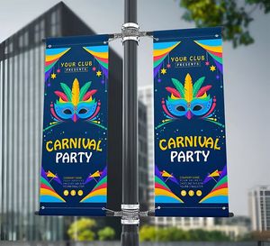 Pancarta Personalizada para Poste de Luz, Pancarta Publicitaria para Exteriores, Pancarta de Vinilo de PVC de Doble Cara con Soportes - Product Image 1