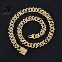 Cadena Cubana Miami Personalizada con Incrustaciones de Diamantes de Imitación en Rosa y Blanco - Joyería de Lujo para Hombre/Unisex