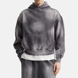 เสื้อฮู้ดดี้วินเทจคุณภาพสูง ผ้าฝ้าย 100% ซักกรด ลายปัก ซีรีส์ High Street ลายเรียบ สไตล์เสื้อสเวตเตอร์เก่า ซักแบบ Stone Washed - Product Image 5