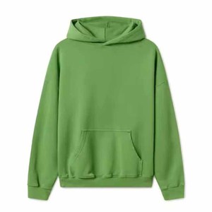 Sudadera con Capucha Verde para Hombre, Corte Regular, Color Sólido, Algodón French Terry, Ropa Casual de Otoño - Product Image 1