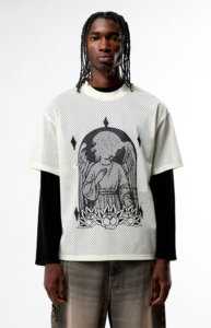 T-shirt en maille surdimensionné à manches courtes, respirant, col roulé, logo imprimé sur le devant, 100% coton, style streetwear, vêtements décontractés pour hommes - Product Image 6