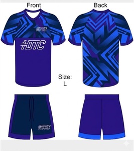 Conjunto de Uniforme de Fútbol Elite – Serie Geométrica HTTC en Azul Marino y Azul Rey - Product Image 3