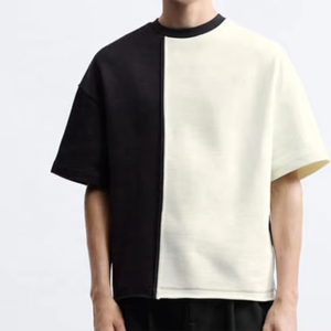 T-shirt décontracté pour homme en coton tricoté minimaliste, col rond, manches courtes, coupe ample, respirant, écologique, séchage rapide, idéal pour l'été - Product Image 1