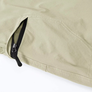 Shorts cargo pour hommes, taille mi-haute, taille élastique, séchage rapide, tissu Oxford, décontracté, longueur Bermuda, couleur unie, 100% polyester - Product Image 4