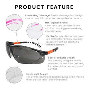 ANSI Z87+ Certified frameless with flexible tips industrial safety glasses for heavy machinery operations - Product Image 3