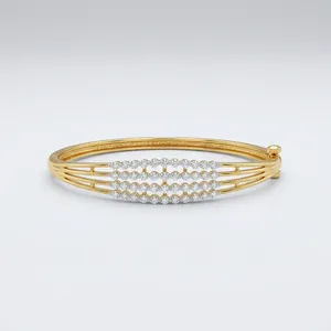 Bracelet jonc en forme de couronne traditionnelle indienne en zircon américain, plaqué or, bijoux de mode pour femmes, vente en gros pour mariages et fêtes, ODM - Product Image 2