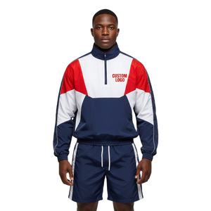 Chaqueta Cortavientos Impermeable Personalizada para Hombre, Traje Deportivo Corto con Paneles, Logotipo Bordado, Chaqueta Deportiva con Capucha de Nailon, Estilo Urbano, Talla Grande - Product Image 1