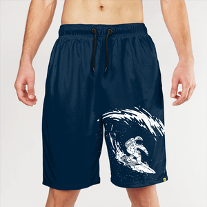 Shorts de Baño para Hombre, Color Azul Marino, con Estampado de Astronauta Surfista, de Secado Rápido, con Cordón Ajustable, Estilo Casual - Product Image 1