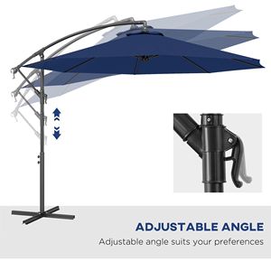 Ombrellone da Patio a Braccio Orientabile Blu Navy 10FT, Materiale Resistente ai Raggi UV e all'Acqua, Raggio 3M per Parchi - Product Image 5