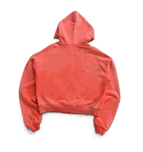 Men's Gradient Coral Distressed <b>Zip</b> <b>up</b> Hoodie Cropped Destroyed Streetwear Grunge Oversized Sweatshirt <b>Jacket</b> - Product Image 4