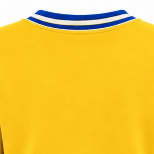 Pull en tricot jaune pour femme Sigma Gamma Rho, col rond, lettres grecques brodées bleues 1922, col et poignets rayés blancs - Product Image 6