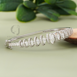 Wholesale 1.55 Carat Marquise Lab Grown Diamond <b>Bracelet</b> 14K White Gold BangleEthical Sustainable Premium Women Statement Piece - Product Image 1