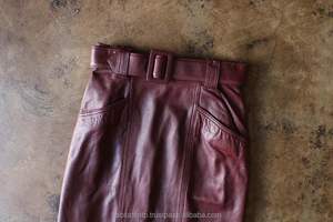 Jupes en cuir d'agneau véritable pour femmes avec technique de broderie, respirantes et taille naturelle - Product Image 6