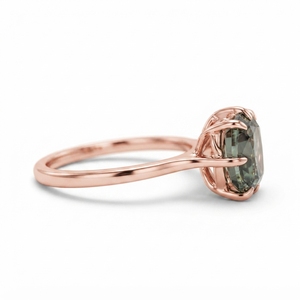 แหวนเพชรทรงคุชชั่นสีเขียว 3 กะรัต, แหวนหมั้นทองคำกุหลาบ 14K, เครื่องประดับชั้นดีที่มีเอกลักษณ์, แหวนหรูหราโดดเด่น - Product Image 3